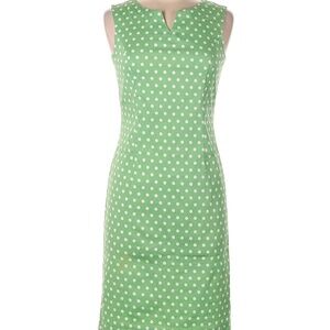 Sleeveless, Notch-Neck, Green with White Polka Dots Dress, Size 44 (Russian?)